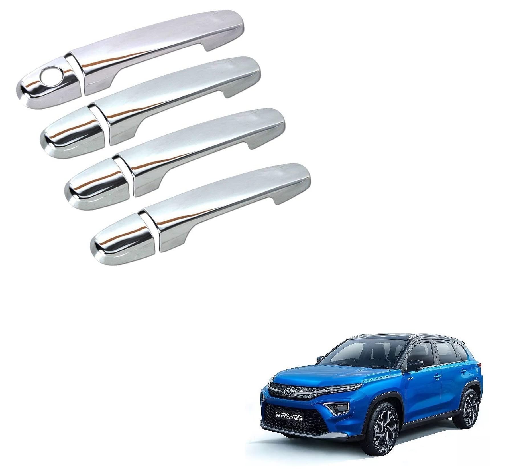 Car Chrome Handles Door Latch Cover Set of 4 Pcs for Toyota Urban Cruiser Hyryder | Car Accessory | Scratch Guard-picture-18
