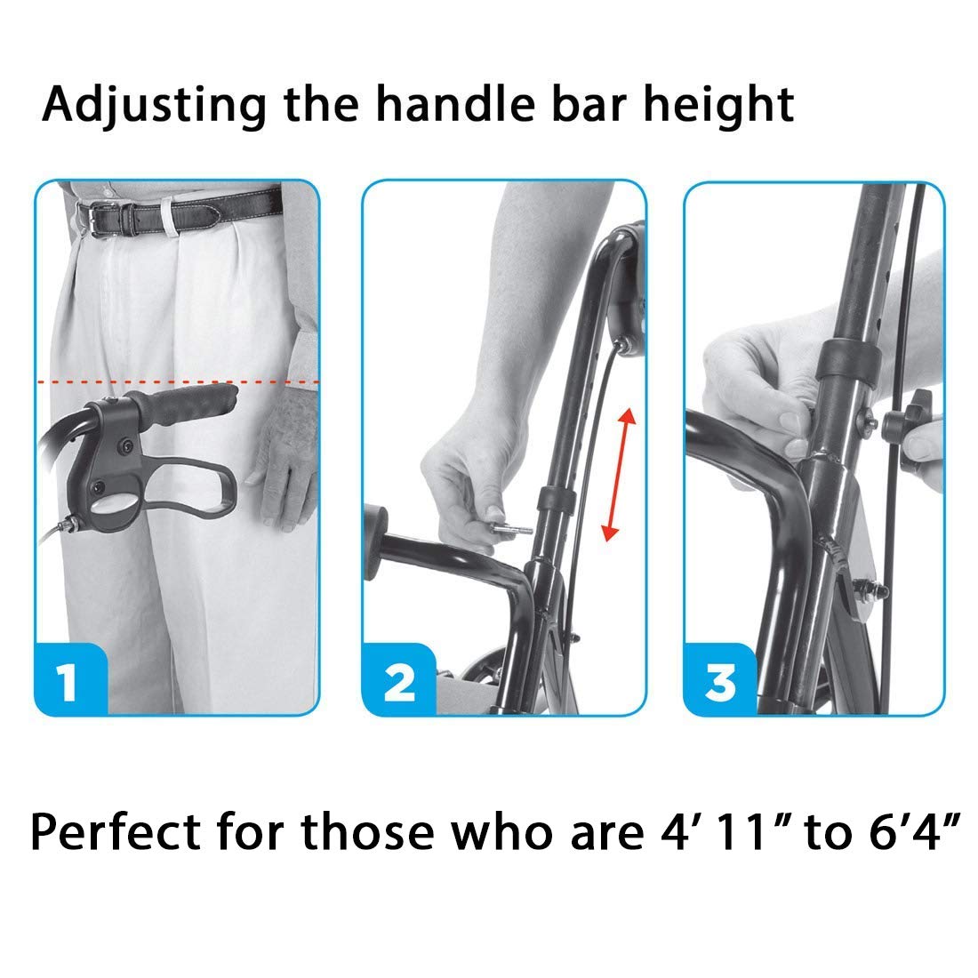 Carex Step 'N Rest Aluminum Rolling Walker For Seniors, Pink Rollator