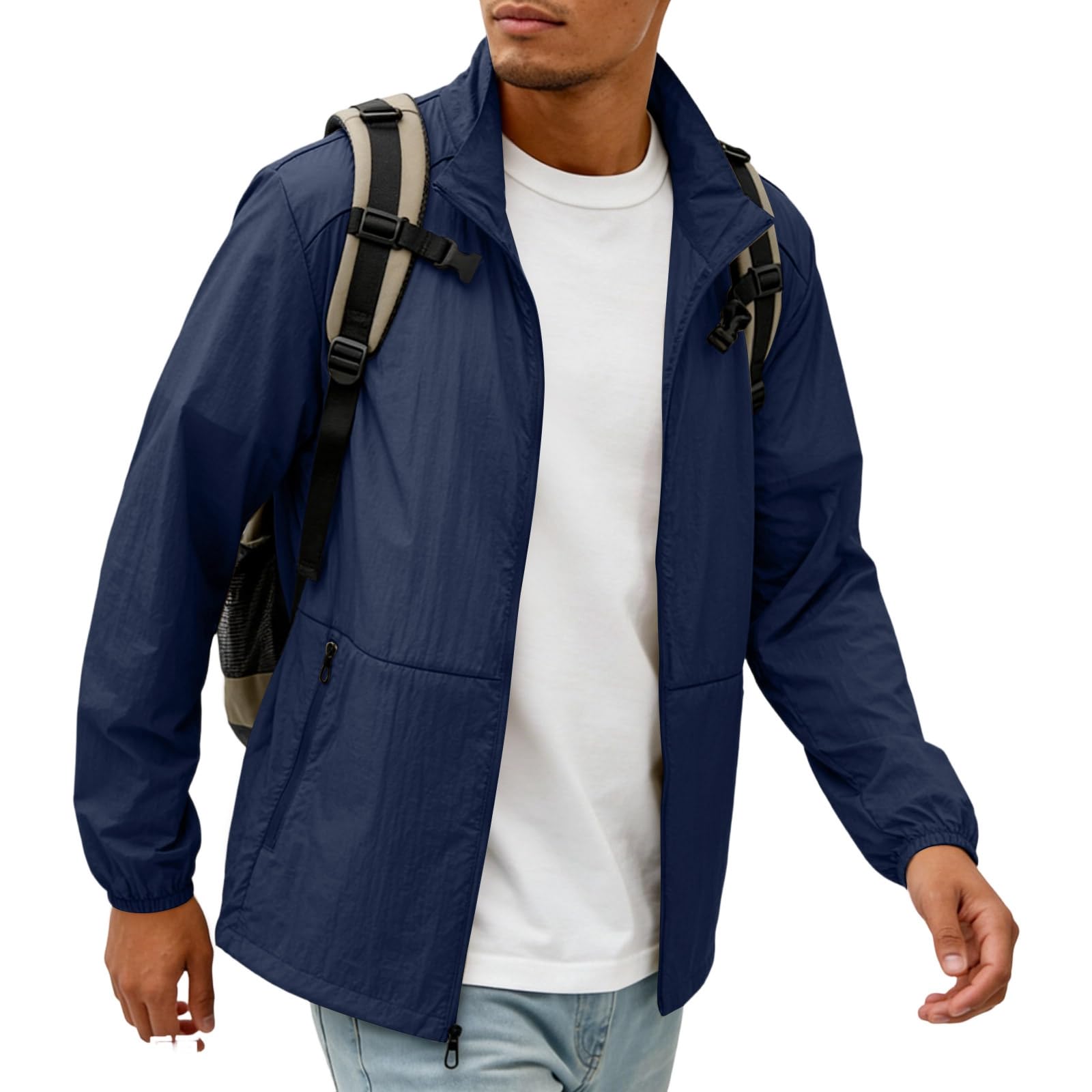 Herren Leichte Sonnenjacke, Schnelltrocknende UV-Schutz Jacke für Outdoor & Reise, Atmungsaktive Freizeitjacke