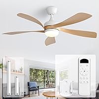 Vista 22 de Sofucor Ventilador de techo inteligente de 52", ventiladores de techo blancos para interiores/exteriores con luces y control remoto, funciona