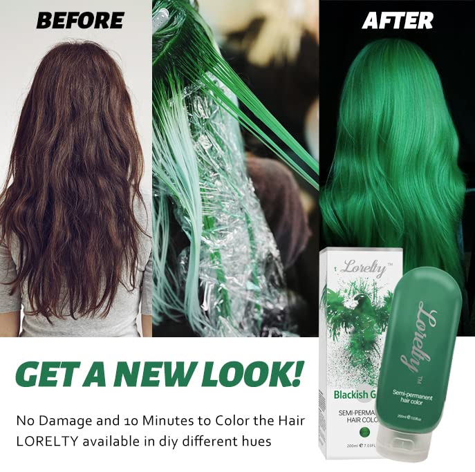 Miniatura 4 de LORELTY Tinte semipermanente para el cabello (7.3 onzas líquidas, verde elfo) vegano y sin crueldad, sin daños  LORELTY te hace único