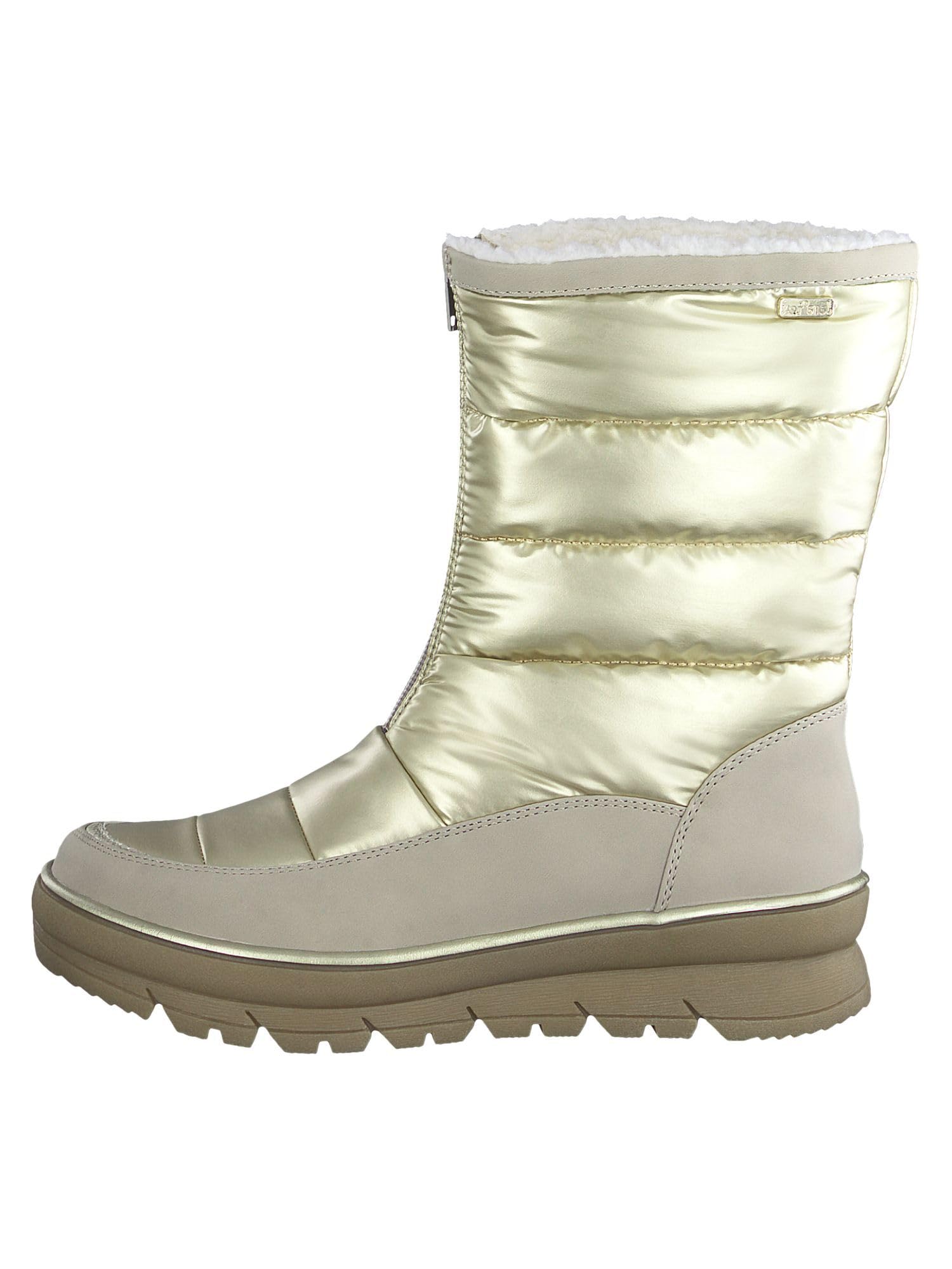 Jana Women’s Winter Boots Flat with Zip Lined Wide H Extra Width , Gold Comb, 7,5 UK