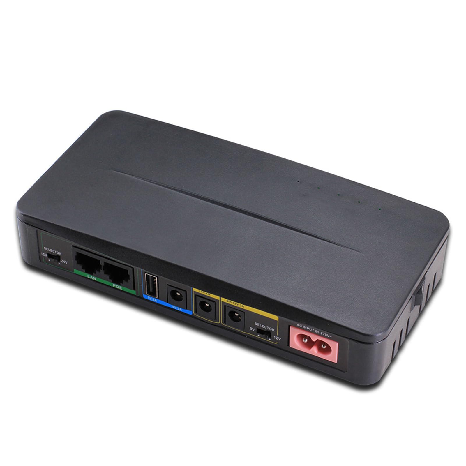 Zasilacz bezprzerwowy POE DC UPS Zasilanie awaryjne 5V9V12V24V Router Mini UPS Optyczny monitoring Cat,Black