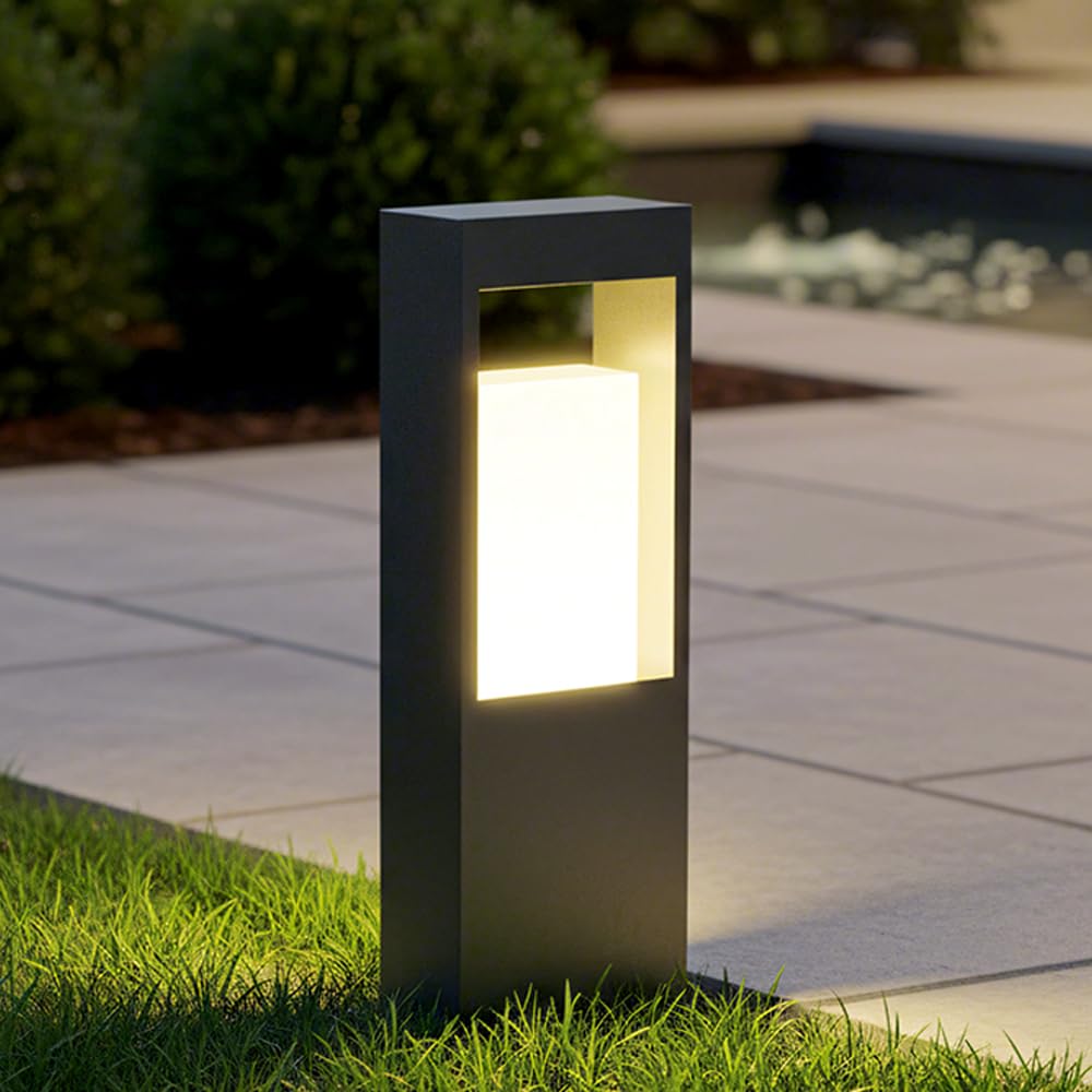 Yvamnad Multicolor Outdoor Post Lights Modern Landscape Pathway Lighting Fixture With Acrylic Path Lamps Exterior Waterproof Bollard Lighting Hard Wired E26 Lawn Floor Lamp Walkway Driveway Lights For Park Entrance Post
