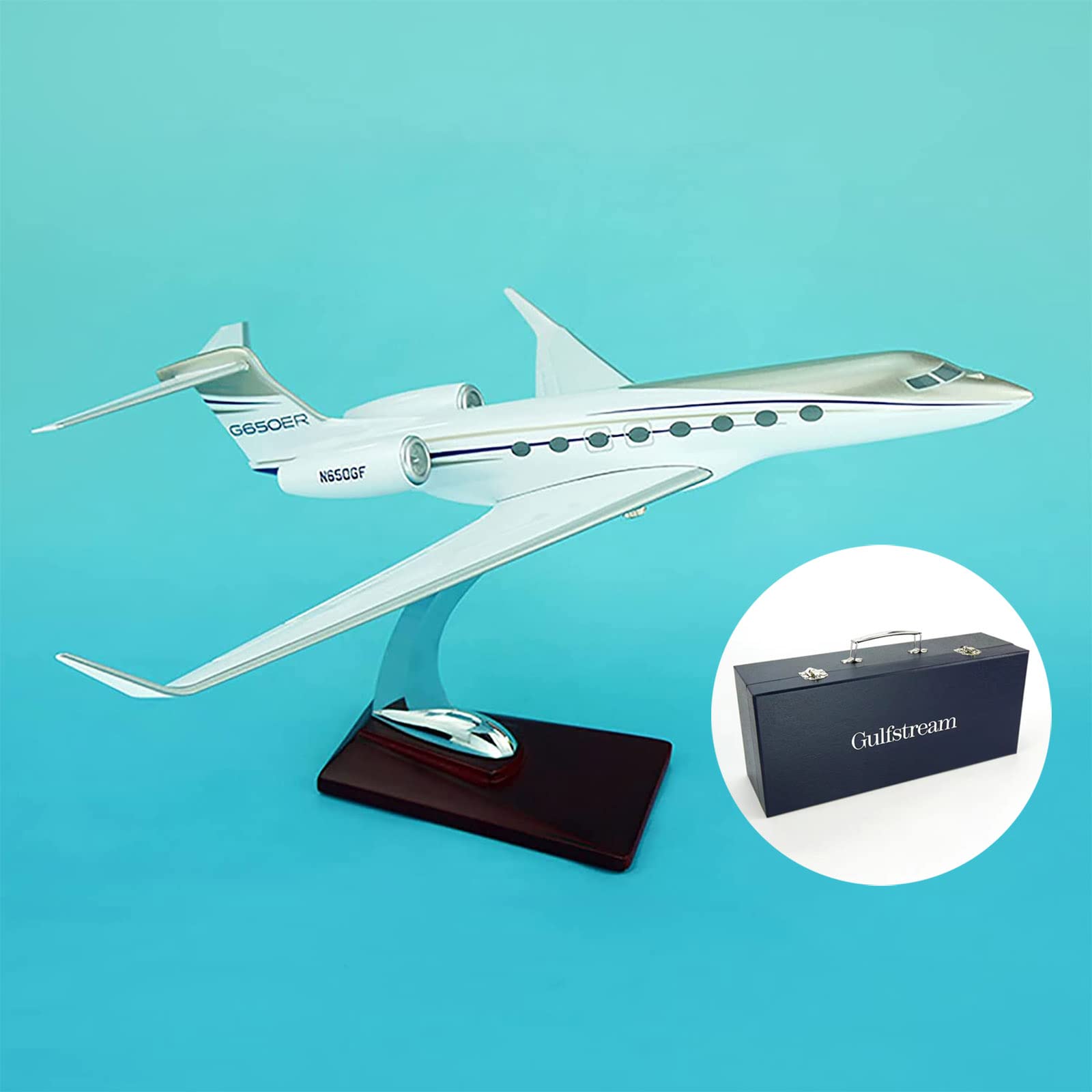 AZIZAT 12" 1/100- Modelli di aeroplani dell'aviazione Aeroplano pressofuso in Lega, Gulfstream G650 Modello di Aeroplano in Resina con Supporto Decorazione da Collezione Regalo