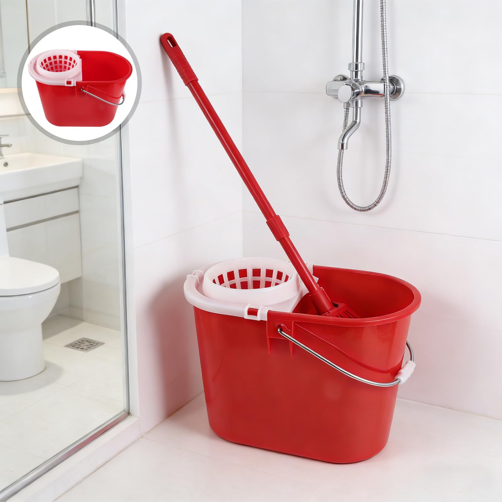 Accesorio de Cubo para Fregona Comercial Redondo de Plástico Rojo