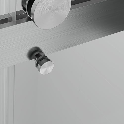 Miniatura 6 de FRANSOUL Puerta de ducha doble deslizante sin marco, 68-72 pulgadas de ancho, 76 pulgadas de alto y vidrio templado transparente de 0.4 pulgadas,