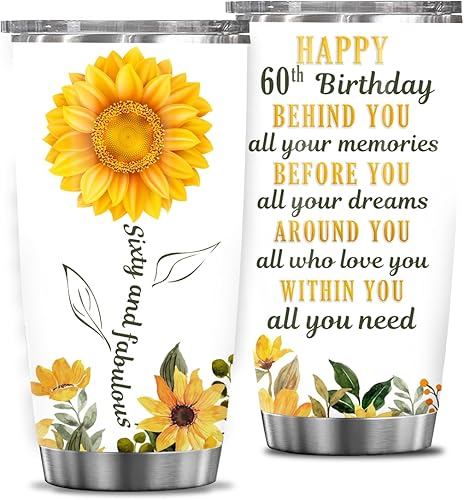 Vaso de mariposa de girasol, regalos de cumpleaños 60, decoraciones de cumpleaños 60, ideas divertidas de regalos de cumpleaños 60, regalo de