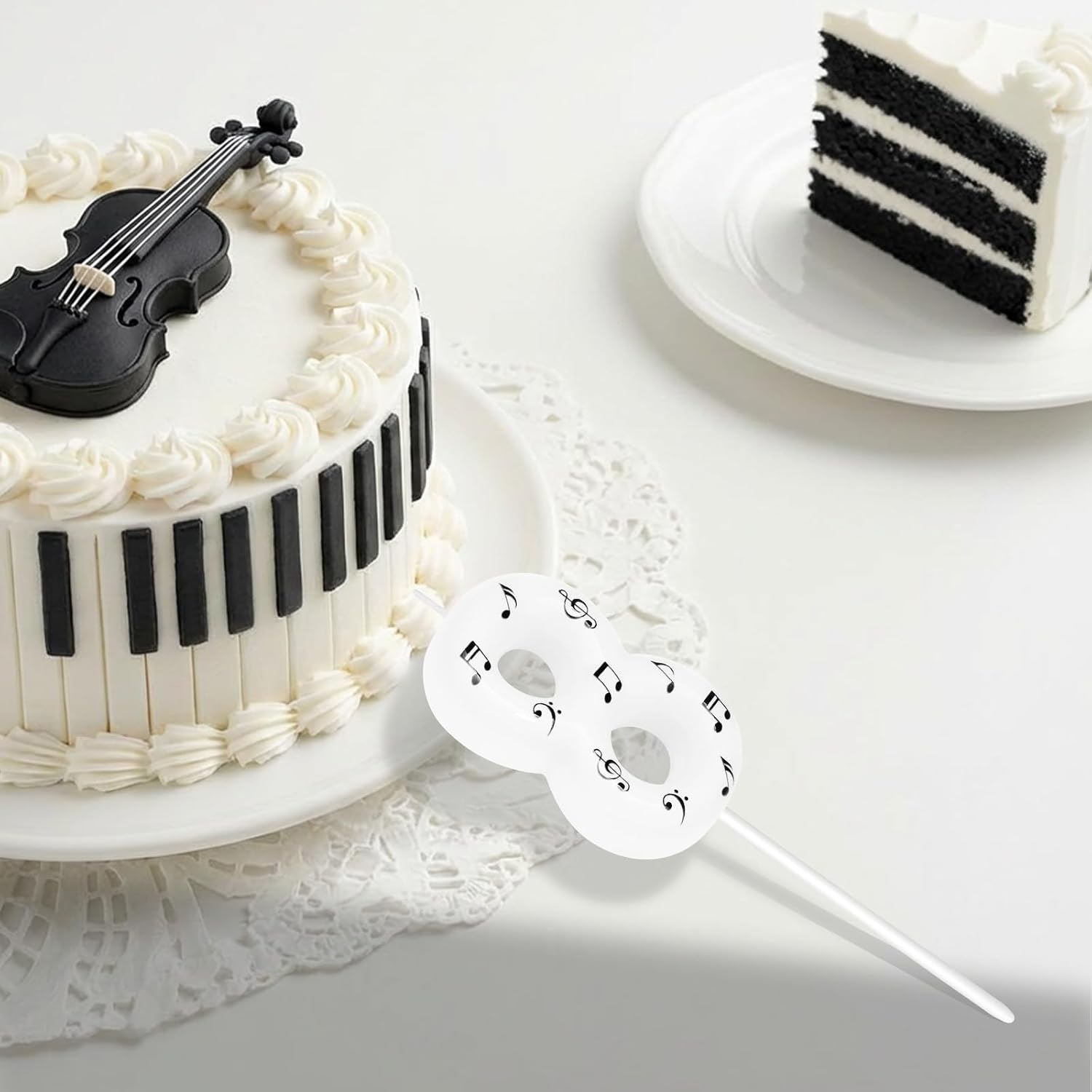 Music Birthday Candles, Music Party Decoration Supplies, Birthday Number Candles for Cake Topper (White, Number 8)