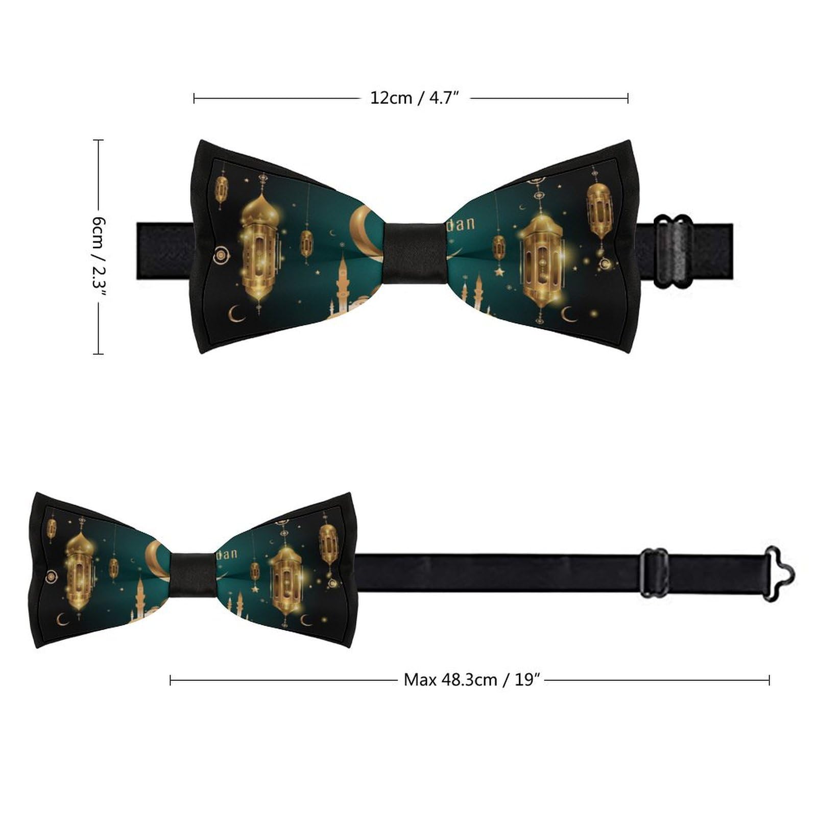 GoasNei Ramadan Kareem Bow Tie for Men Adjustable Necktie Funny Tie Neck Ties for Weddings Party