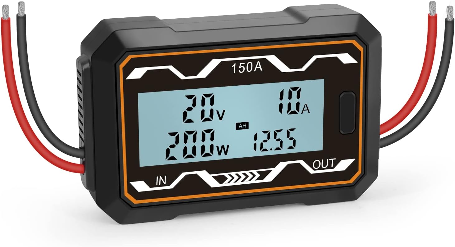 150A RC Watt Meter High Precision Power Analyzer Digital LCD Screen Amp Meter for Voltage(V) Current(A) Power(W) Charge(Ah) and Energy(Wh) Measurement
