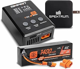 Spektrum Accessories Smart Powerstage Bundle: 1400mAh 2S 30C LiPo Battery (IC2) / S100 Charger / 65W Power Block/Adapter, SPMXPSS215