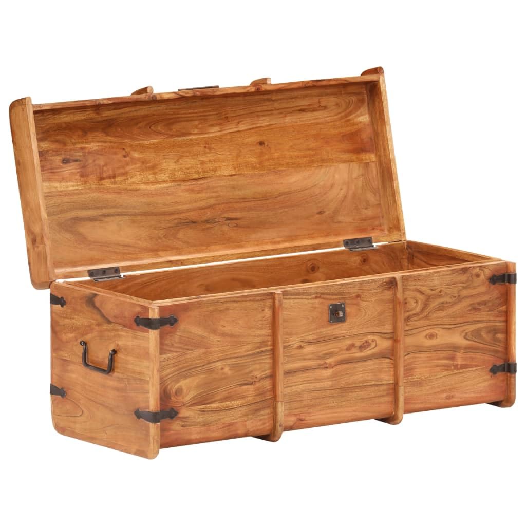 Baúl de madera maciza de acacia, 90 x 40 x 40 cm