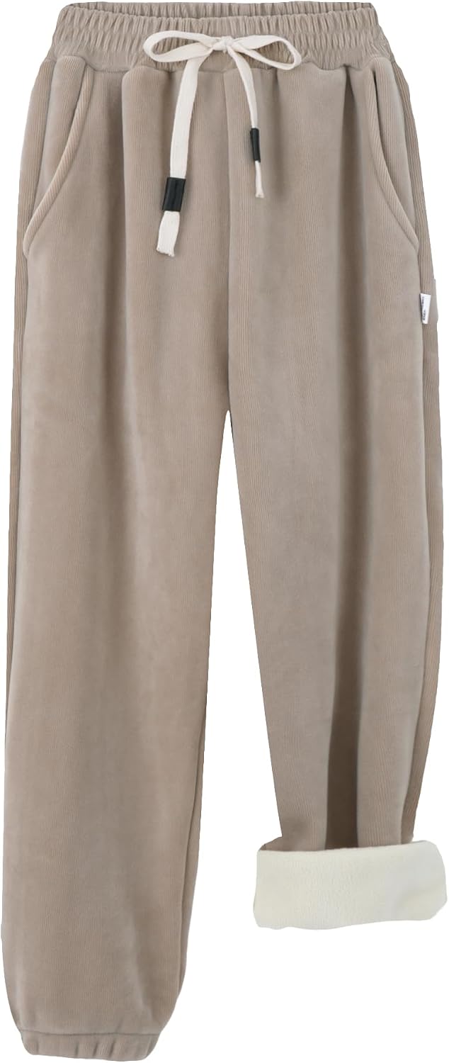 Happy Cherry Boys Fleece Joggers Sweatpants Girls Sherpa Lined Winter Warm Elastic Waist Jogger Pants with Pockets