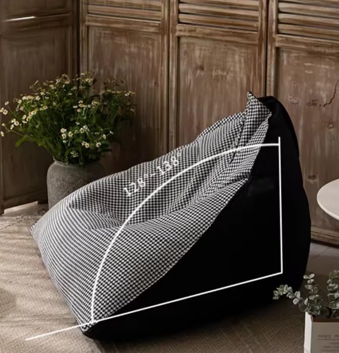 ビーンバッグチェアカバー（詰め物なし）特大三角形の取り外し可能で清潔なビーンバッグチェアカバー、超ソフトなレイジーソファ、子供、ティ