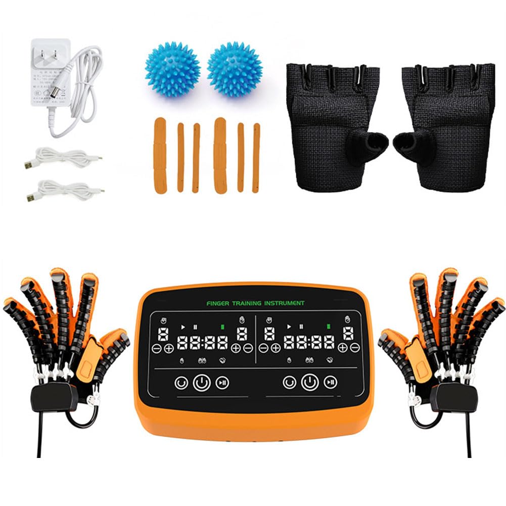 recuperación de accidentes cerebrovasculares, Mano Función Rehabilitación Robot Guantes Hemiplegia Accidente Cerebrovascular Dedos Rehabilitación Trainer Guantes de Fisioterapia(Size:M,Color:Naranja)