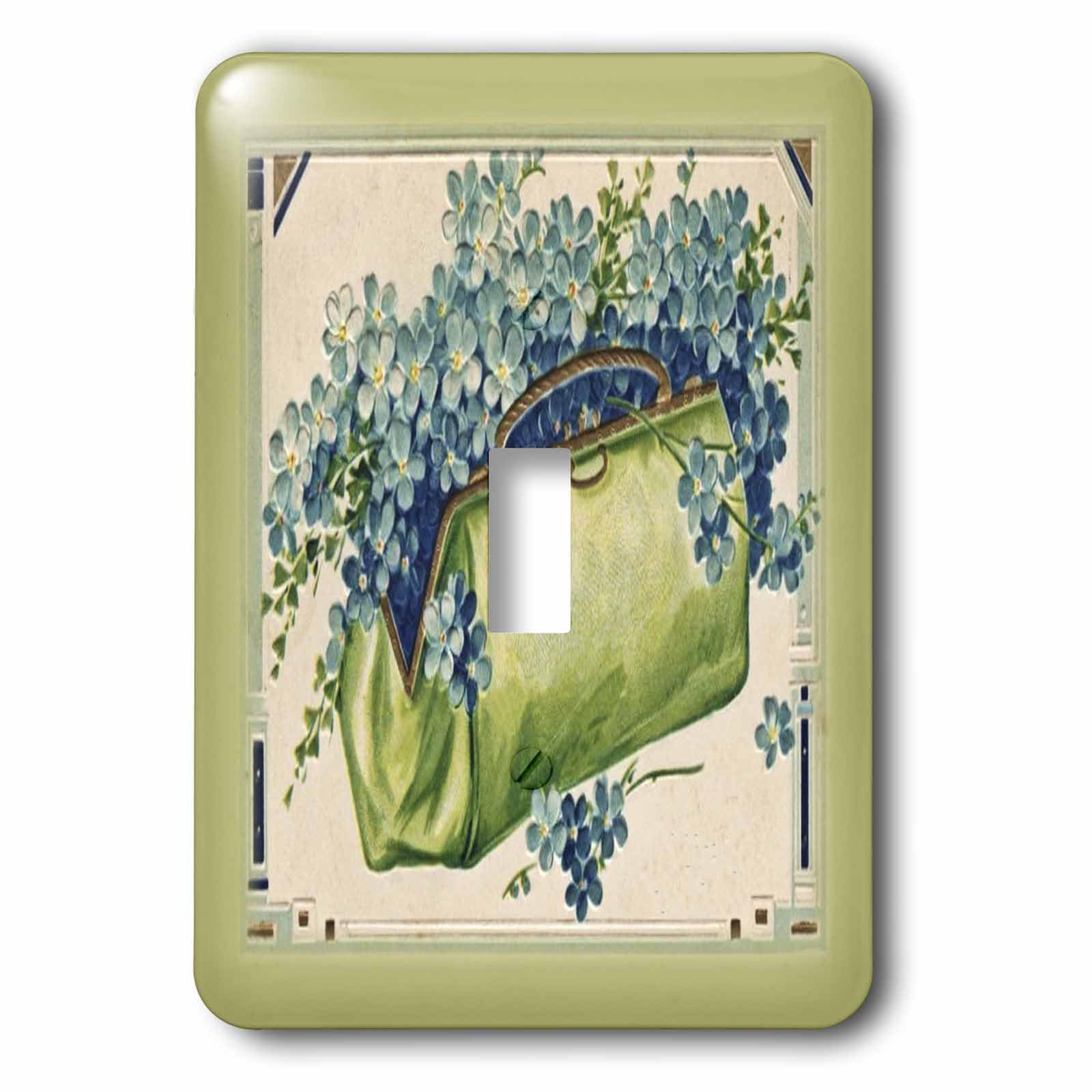 Porte-monnaie interrupteur fleurs bleues et vert 3dRose Lsp_40768_1 pour décoration