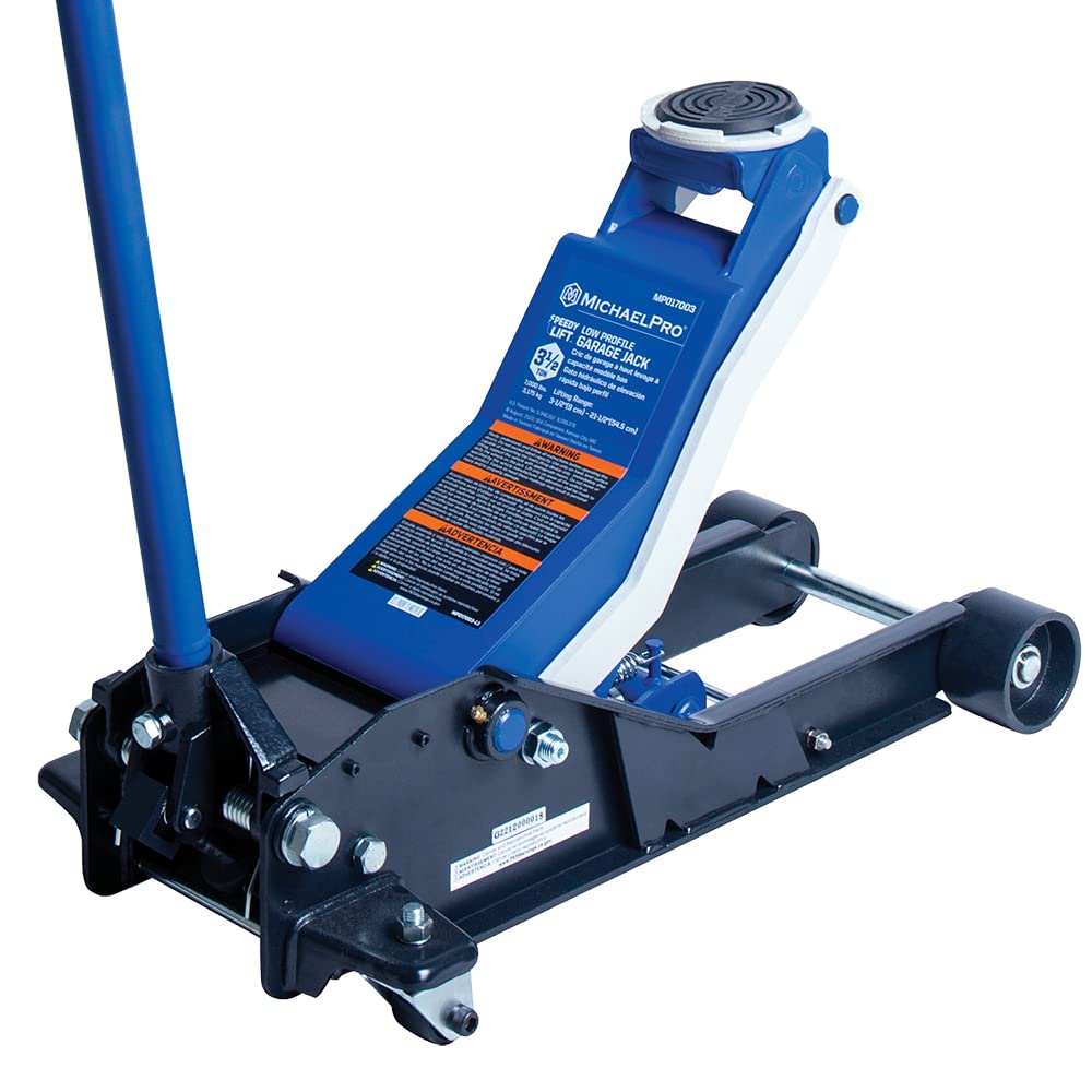 MichaelPro 3.5 Ton Speedy Lift Low Profile Floor Jack - Efficient and Safe Lifting for Your Vehicle, Lowering Speed Control | MP017003