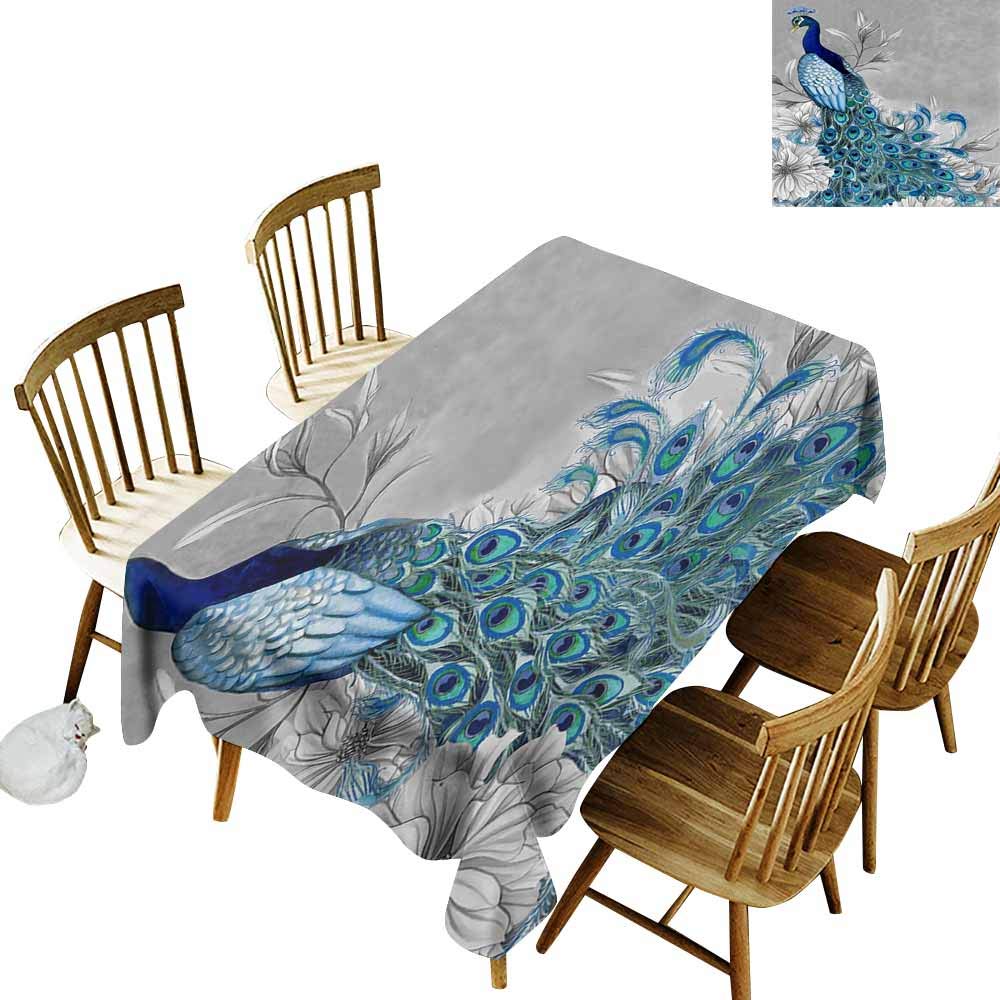 SLLART Rectangle Tablecloth American Porch Blue Peacock Blue Pattern (4) W 60" x L 102",Rectangle Tablecloth