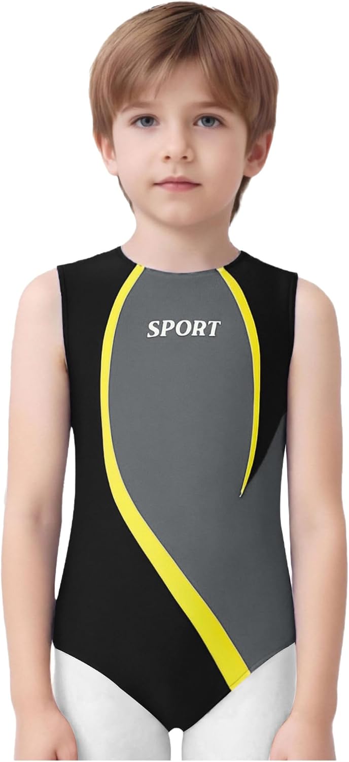 TiaoBug Kids Boys Sleeveless Print Gymnastics Leotard Wrestling Singlet Bodysuit Dance Unitards Sports Jumpsuit