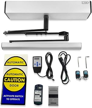 Olideauto DSW120 Touchless Sensor Open Automatic Residential Swing Door Closers with 2-3/4 Extend Spacer+1pcs Touchless Sensing Distance Adjustable Infrared Wireless Hand Sensor Switch