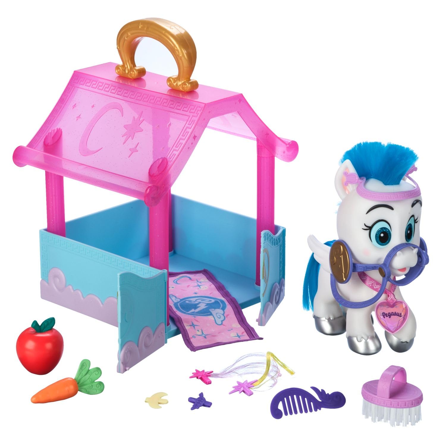 Action Toys Princess Pet Play Set - Pegasus Stable Set – Fun Playsets Princess Toys Perfect for Little Kids - Comes with Pegasus, Grecian Stable, Horsehair Mane, Glitter Roof