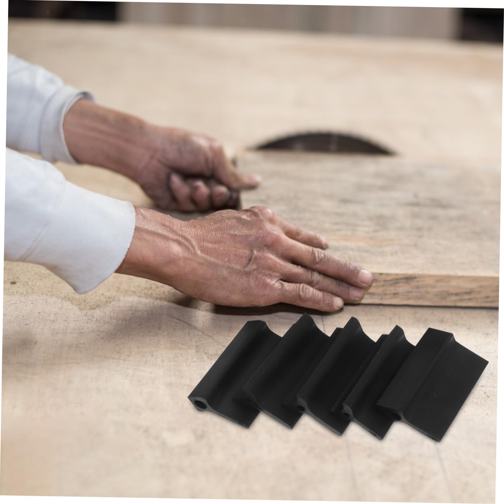 Blocco di Levigatura in Gomma Nero, Set da 14 Pezzi | Falegnameria e Lucidatura, Forma Convessa per Curve e Contorni, Supporto per Carta Abrasiva