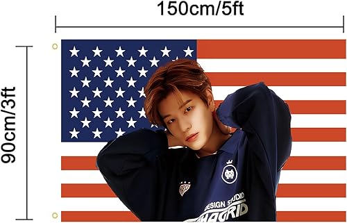 Miniatura 2 de Sungmin - Póster de bandera estadounidense de 3 x 5 pies, para interiores y exteriores, Seung Min, tapiz de bandera estadounidense para dormitorio,