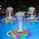 AISITIN 6,5W LED Solar Springbrunnen mit Verstellbare Stützstange, Buntes Solar Teichpumpe Eingebauter Batterie mit Doppelseitig LED Runden Solarbrunnen für Vogelbad,Gartenteich,DIY Wasserspiel,Teich