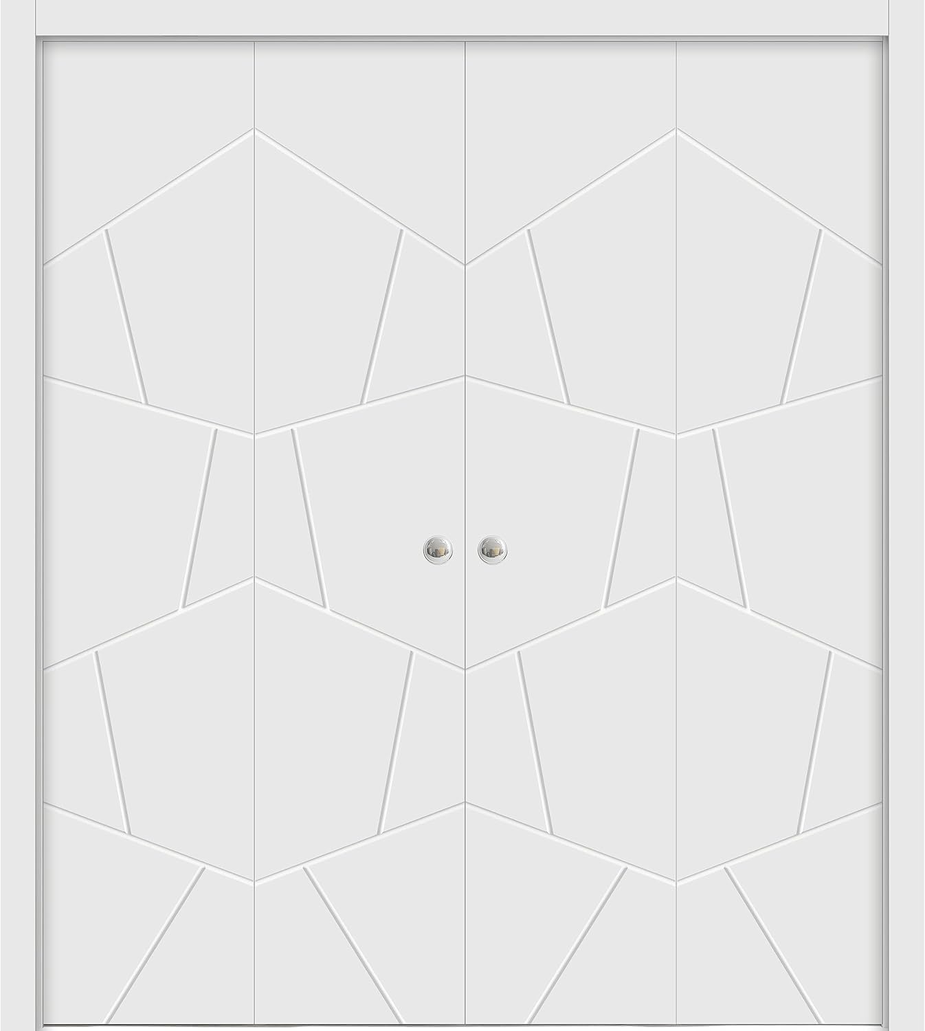 Sliding Closet Double Bifold Doors 96 x 96 inches Planum 0990 Painted White Sturdy Tracks