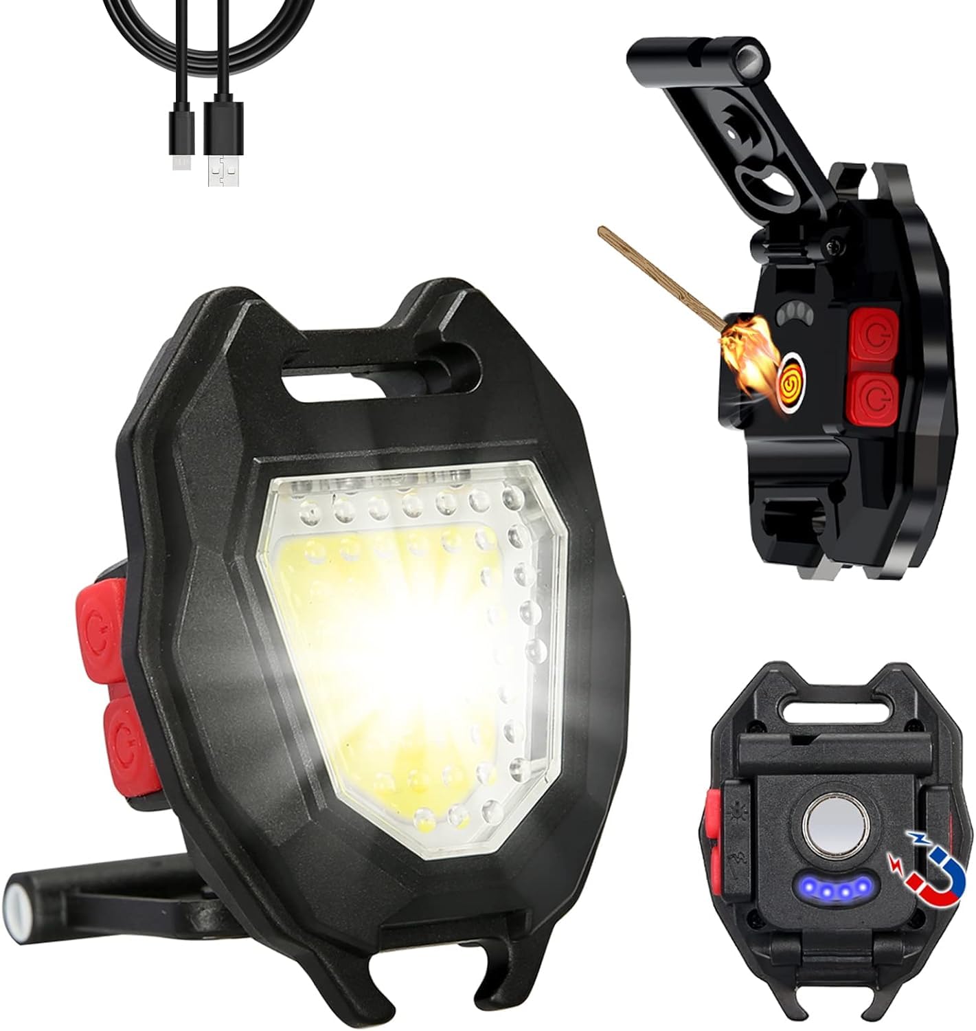 JAMUNESH ENTERPRISE Keychain Led Torch Lights,Rechargeable Flashlights With Lighter,Whistles,Screwdriver,Bottle Opener,Magnet Base 800 Lumens Cob Light Mode Portable Emergency Light For Outoor Hiking