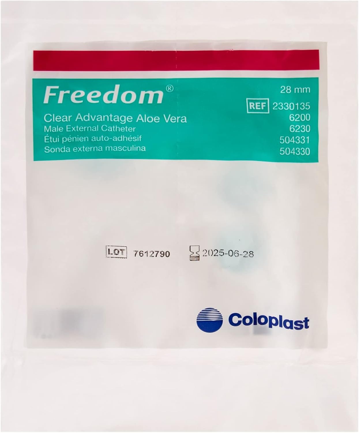 10 -Pack Condom Catheter 28mm Freedom Clear Advantage Aloe Vera Adhesive, Item #6200