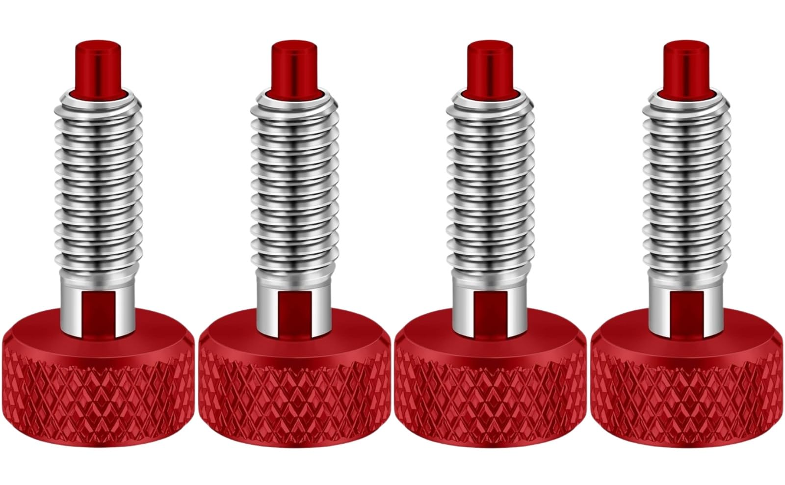 4Pcs Hand Retractable Spring Plunger, Stainless Steel Quick Release Pin M6 Lock Out Self-Locking Bolt with Knurled Handle for Rolling Toolbox Packout Tool Box Accessories