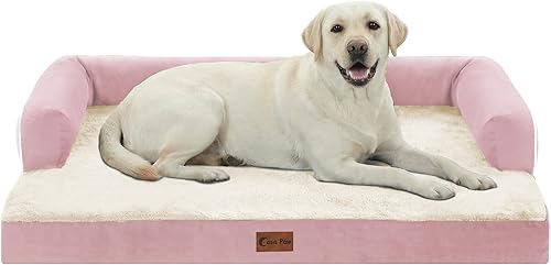 Miniatura 16 de Cama ortopédica para perros extragrandes, cama de espuma XL con forma de caja de huevos impermeable con lados 45x35 pulgadas, cama de sofá para