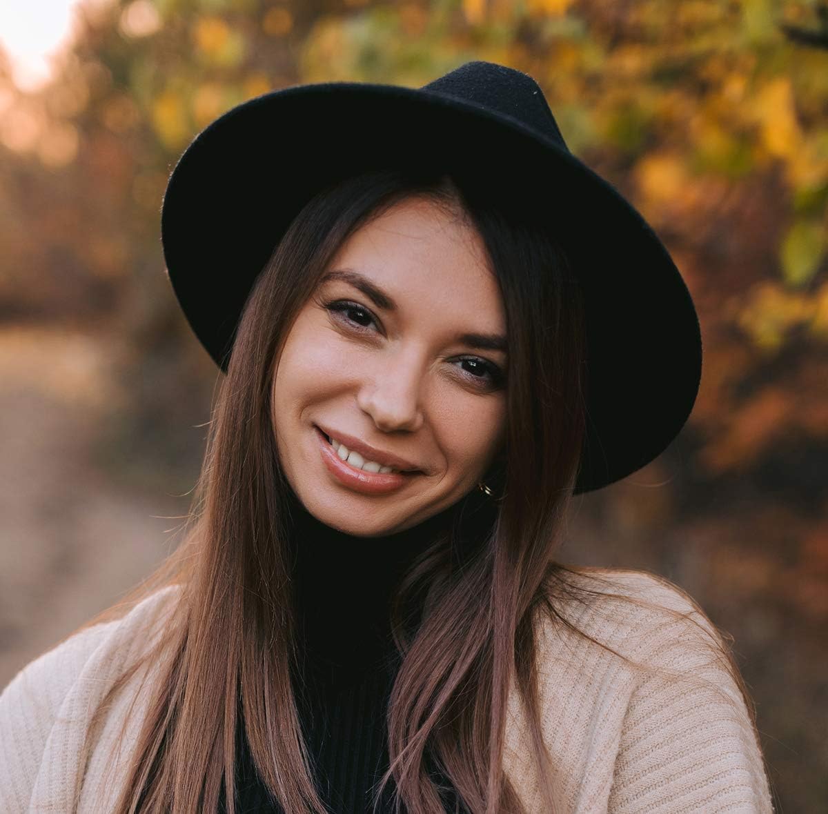 Lanzom Classic Fedora Hats for Women Lady Wide Brim Felt Panama Hat with Belt Buckle - Image 4