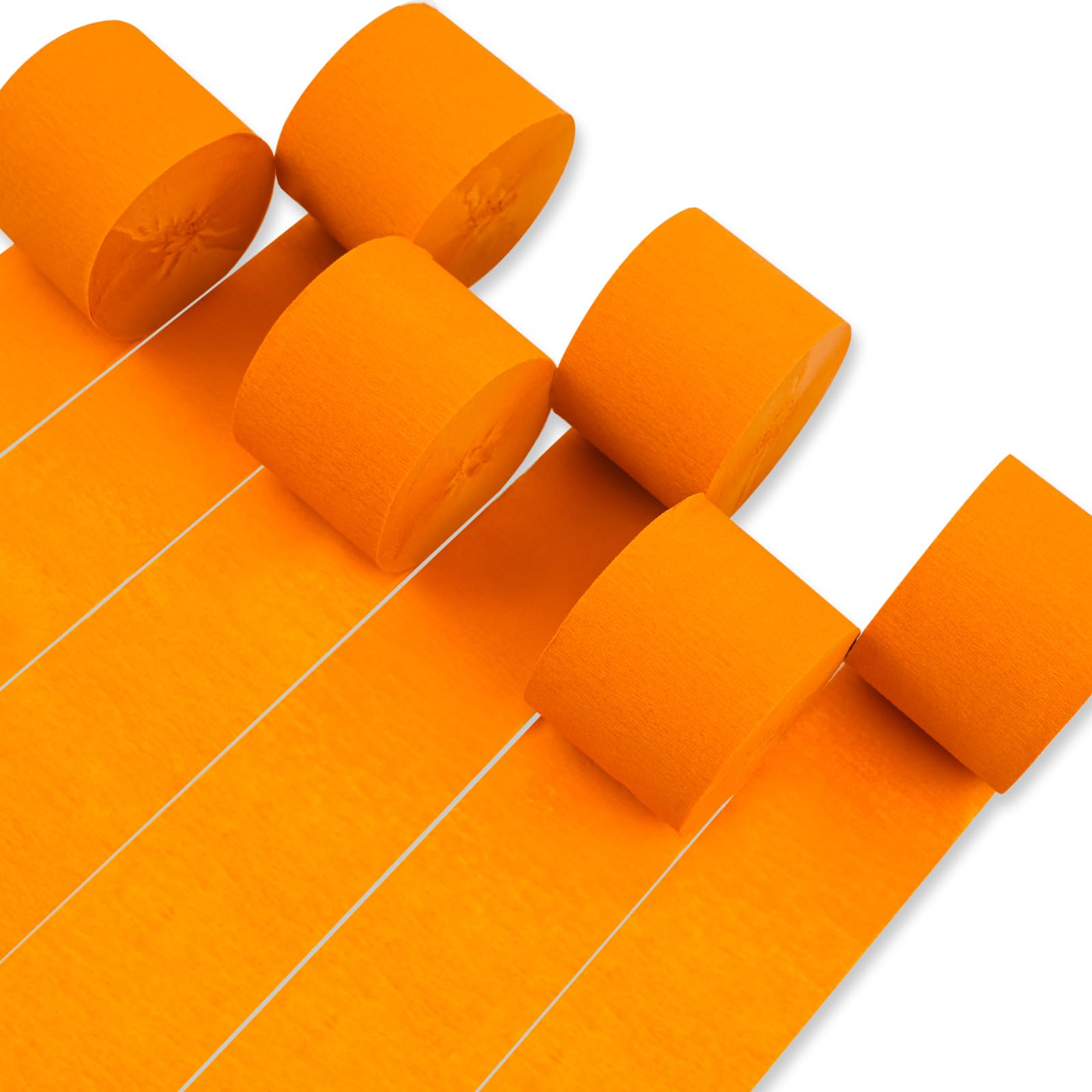 PartyWoo Orange Crepe Paper Streamers 6 Rolls 492 ft Pack of Burnt Orange Crepe Paper Rolls for Graduation Thanksgiving Halloween Baby Shower Birthday Party Decorations (1.8 Inch x 82 Ft/Rolls)