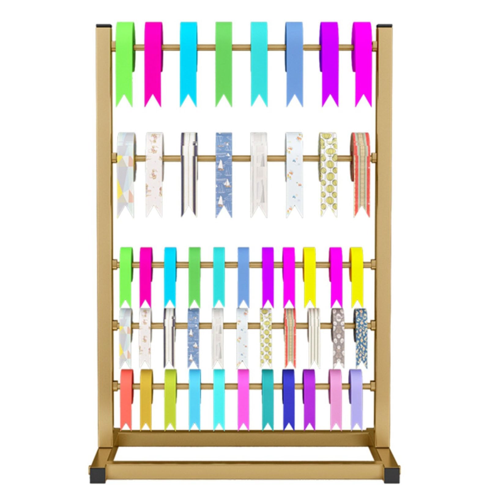 Organizador de Cintas de Metal de 5 Niveles, Expositor para Manualidades, Tiendas minoristas y floristerías, Estante para Corbatas, Almacenamiento de Costura con Barra para Colgar Toallas.