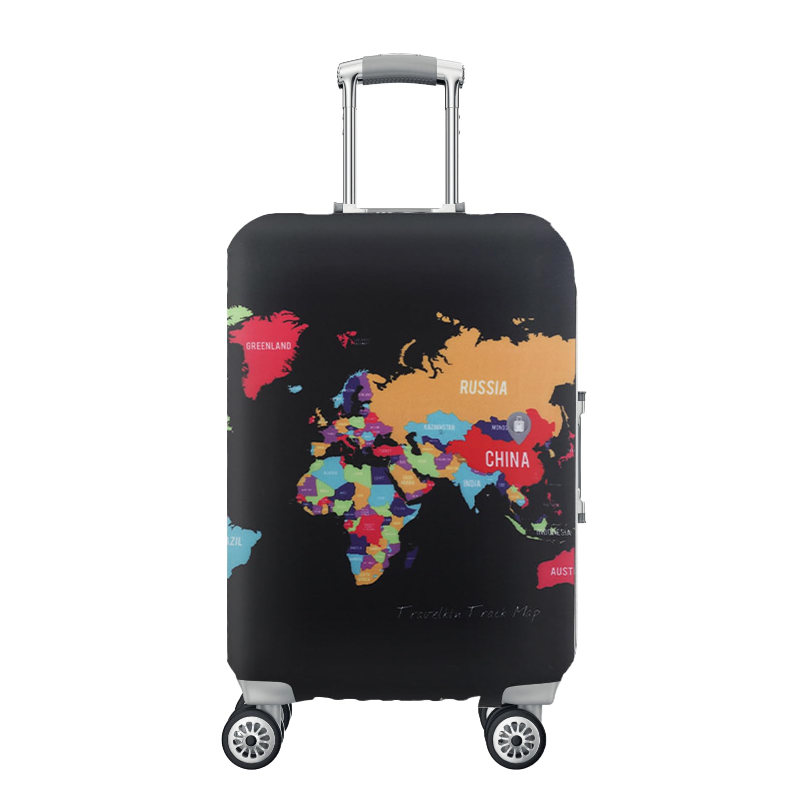 Wisebom Elastic Travel Luggage Cover Suitcase Protective Cover for 18-32 Inch Suitcase Washable Map Travel Luggage Cover Dustproof Travel Trolley Case Cover Protectors (S(18-21Inch))