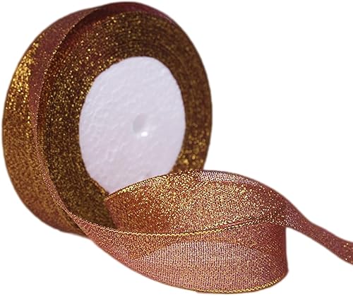 Miniatura 6 de Cinta negra y plateada con purpurina de 1 pulgada x 25 yardas, cintas de tela metálica brillante, cinta negra brillante para envolver regalos