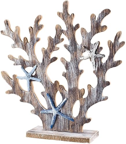 VICASKY Adornos de árbol de coral, 1 unidad, letreros vintage, joyería de océano, escultura de coral de madera, árbol de coral, adorno de arrecife