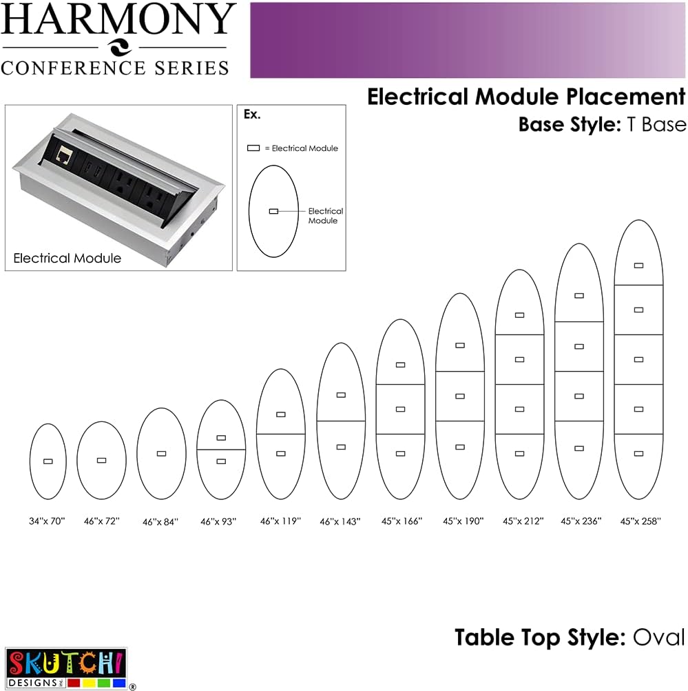 SKUTCHI DESIGNS INC. 18Ft Oval Conference Table with Data and Power | 16 Person Modular Meeting Room Table | Harmony Series | Asian Night : Office Products