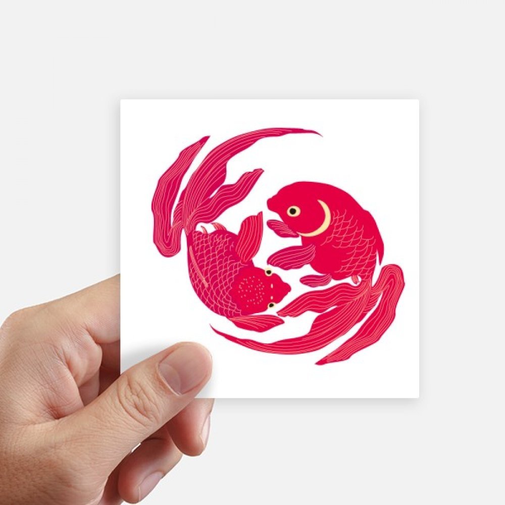 Sticker poisson rouge japonais lot de 8 pour personnaliser PC et valise rigide