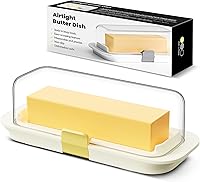 Pisol Butter Dish with Lid - Airtight Keeper for East/West Coast Butter Sticks, BPA-Free, Fits Fridge Door, Microwave/Dishwasher Safe