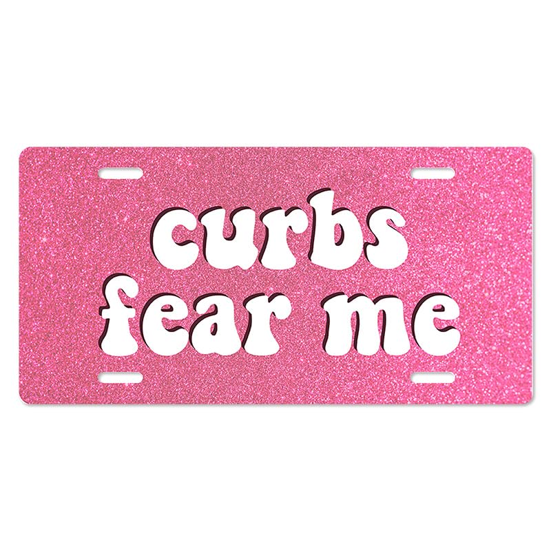 Unique Vanity License Plates | 16 Individual Designs | 3 Sizes (Automobile, Golf Cart, Motorcycle/Bike) | Made in U.S.A. | Custom Car Tags (Curbs Fear