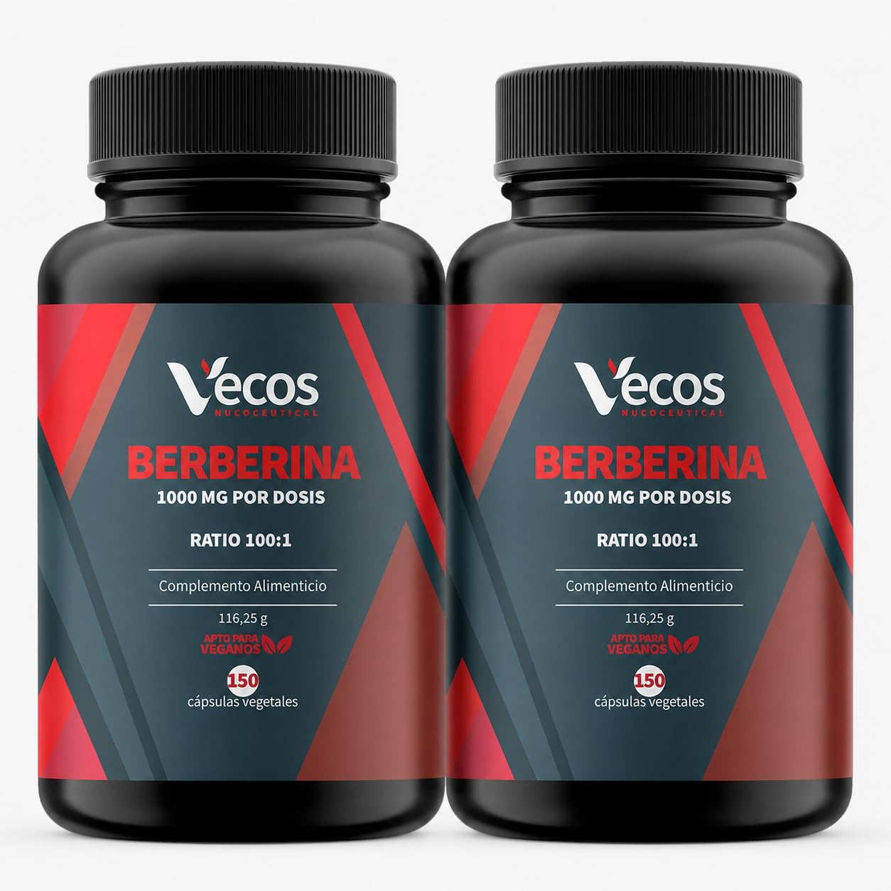 Berberina Pura 1000 mg | Extracto Seco de Berberis Aristata con Cromo y Pimienta Negra para Mejorar la Absorción | 150 Cápsulas Vegetales | Hecho en España (300 Cápsulas (2 Botes))