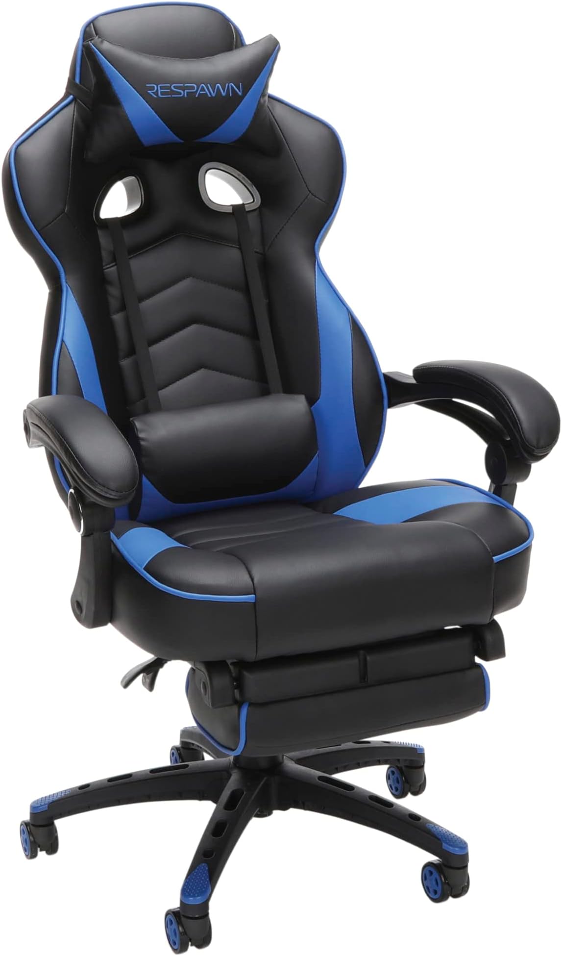 (blue) - RESPAWN-110 Racing Style Gaming Chair - Reclining Ergonomic Leather Chair with Footrest, Office or Gaming Chair (RSP-110-BLU)