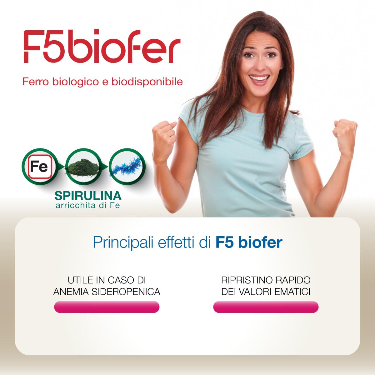 AVD REFORM | F5 Biofer – Integratore di Ferro Pirofosfato microincapsulato con Alga Spirulina arricchita in capsule – 30 cps – Prodotto in Italia