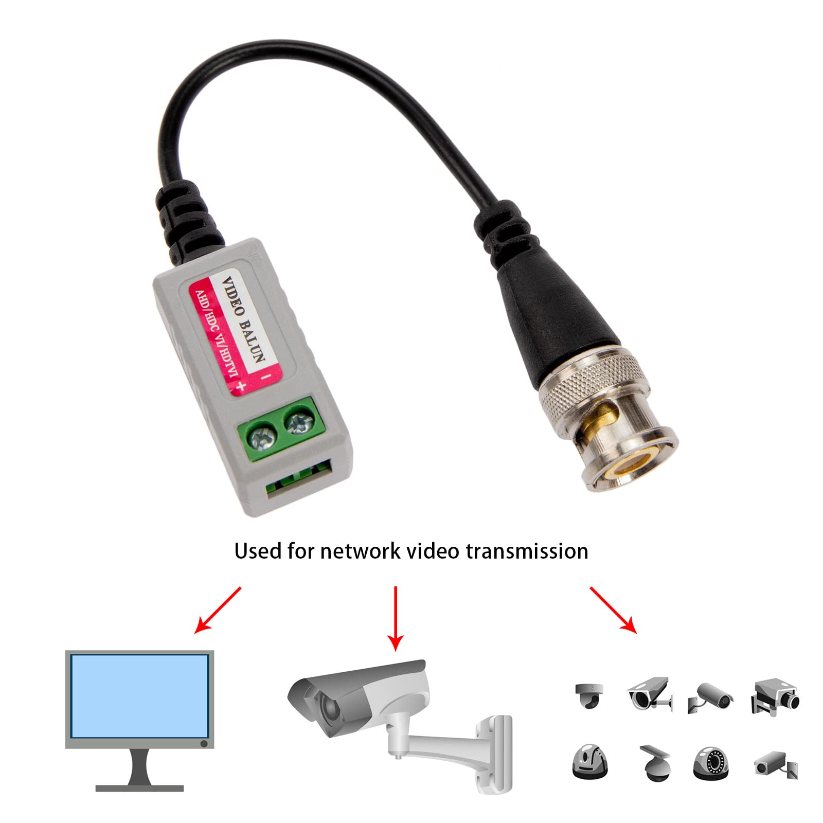 OTOTEC 6 Pares (12 Piezas) Mini CCTV Pasivo BNC Video Balun Cable Transceptor para Cable BNC Macho A Través de Transmisor de Par Trenzado CAT5/5E/6 Sistema de Cámara de Seguridad CCTV