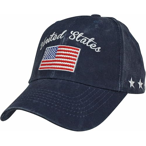 United States American Flag Navy Blue Ball Cap
