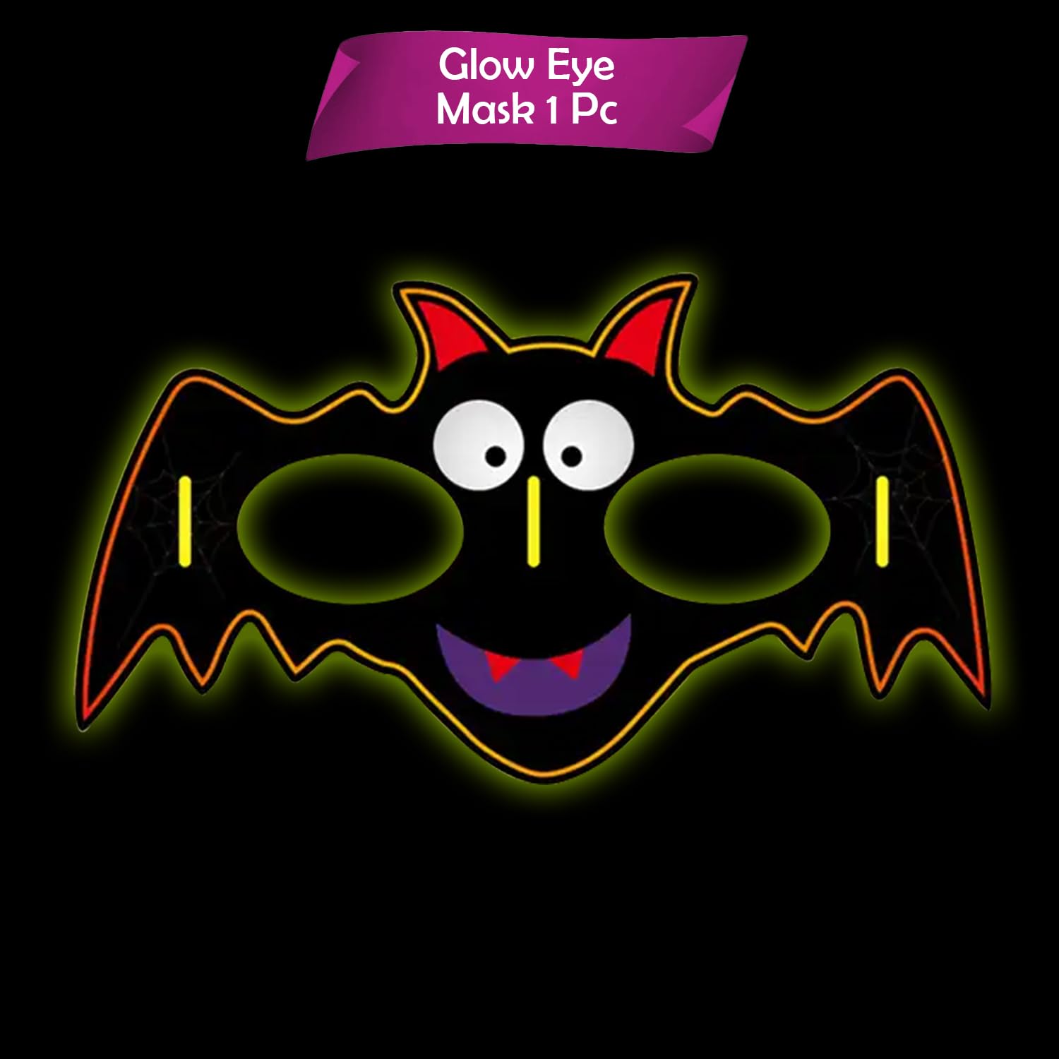 Party Propz Glow In The Dark Eye Mask - 1Pc Glow Mask | Multicolour Glow Toys | Neon Party Accessories | Glow Bands For A Party | horror mask